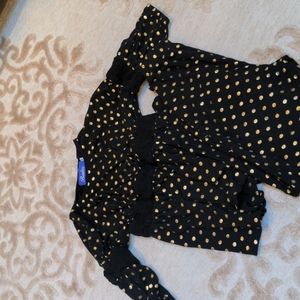 Little girl black and gold polkadot outfit size 5